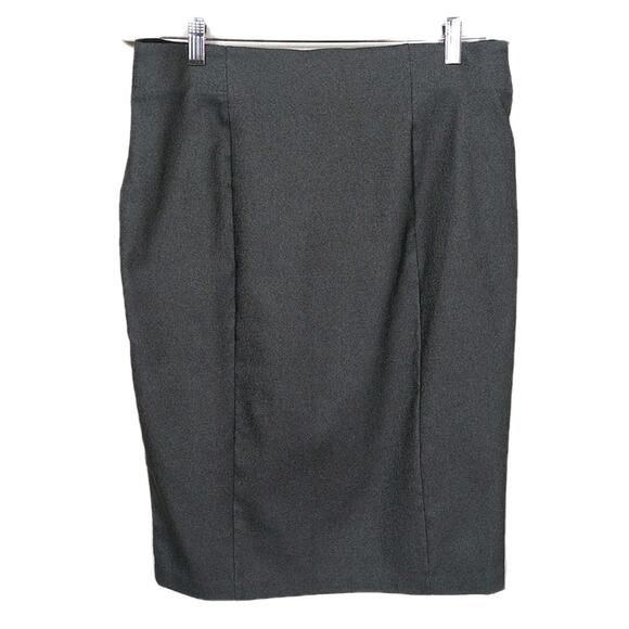 ELLE Grey Pull-On Pencil Skirt Stretch Knit Career Professional Women's Large - Picture 2 of 5